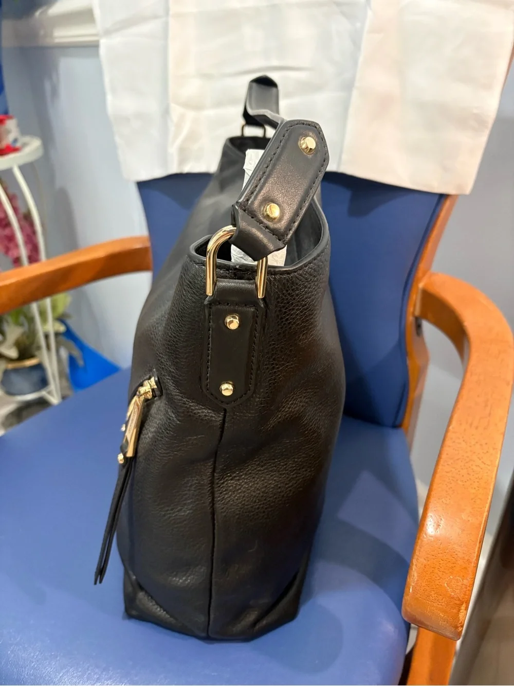 Michael Kors Black Pebbled Leather Evie large hobo bag with Gold Hardware